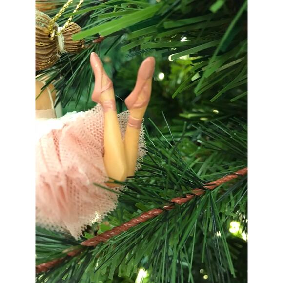 2 Girl Ballerinas Standing Laying Down Pose Pink Christmas Tree Ornaments 3-4 in - Picture 5 of 10